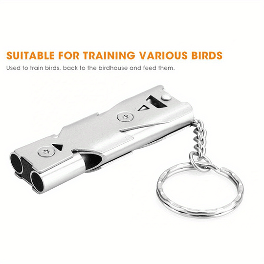 Apito ultrassônico de aço inoxidável para treino de aves - acessório de sobrevivência ao ar livre