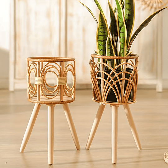 1 unidade, vasos de flores tecidos imitação de rattan rack de flores triângulo sala de estar piso esqueleto rack de flores varanda cesta de flores de bambu plantas internas