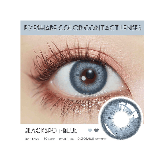 1 Par Suave Colorido Contato Naturalmente Preto Pontos, Grande Diâmetro Descartável Vida Ciclo
