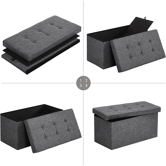 76 x 38 x 38 cm banco dobrável para armazenamento de linho cinzento escuro