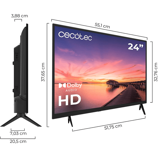 Televisor TV 0 Series 0032. Ecrã de 32 polegadas, HD, resolução ideal de imagens e vídeos, sistema Dolby, memória flash, conectividade HDMI/USB, controlo remoto, classe E