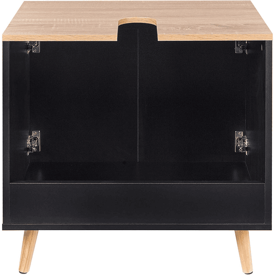 Armário de casa de banho, armário de armazenamento para debaixo de lavatório, com 2 portas bambu 60 x 30 x 62 cm