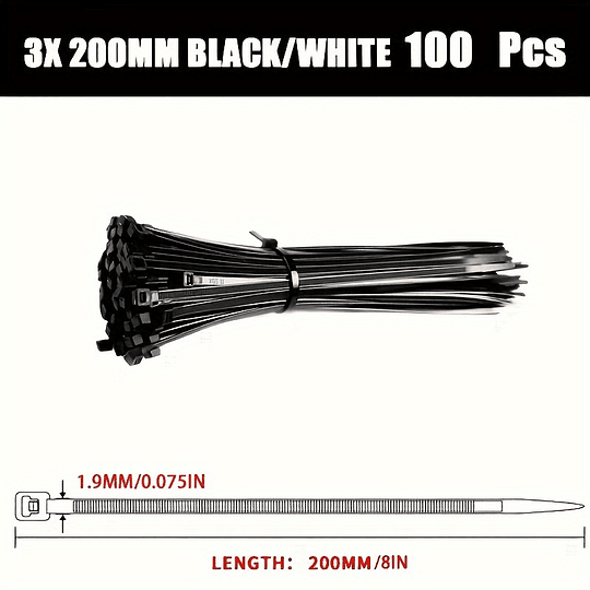 Abraçadeiras de nylon pretas resistentes CNZOYE - bloqueio automático, alta resistência em tamanhos de 10,16 cm, 15,24 cm, 20,32 cm, 25,4 cm, 30,48 cm para todas as necessidades - duráveis e resiste