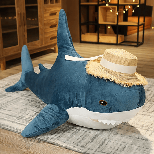 Tubarão gigante brinquedo de pelúcia para crianças, animal macio, travesseiro azul, boneca fofa, presentes de aniversário, presente para crianças, 2 tamanhos