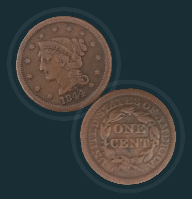 Estados Unidos da América 1 cêntimo, cabeça da liberdade cet . 1844