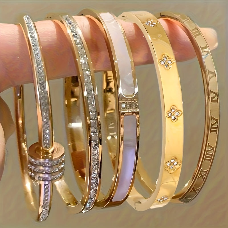 Oferta de Bracelete de Aço Inoxidável Banhado a Ouro 18K Joia Unissex para Presentes Festas