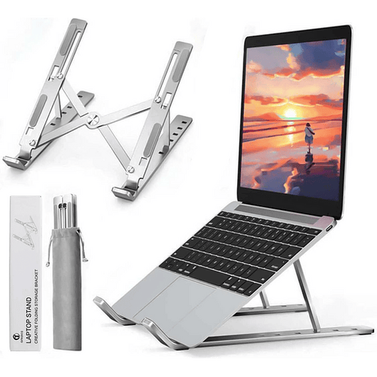 Suporte para computador portátil, liga de alumínio, antiderrapante, suporte portátil dobrável, ventilação e dissipaçã o de calor, ajuste de 6 engrenagens.