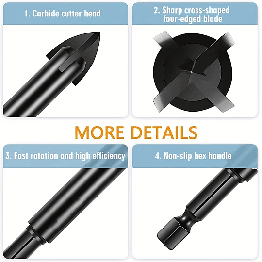 5pcs ferramenta de perfuração universal de alta eficiência, broca triangular de alargamento cruzado de haste hexagonal, ferramenta elétric