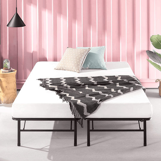 35 cm, base para colchão sem montagem Base inteligente, estrutura de cama metálica, montagem simples, armazenamento debaixo da cama, 135 x 190 cm, preto