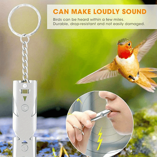 Apito ultrassônico de aço inoxidável para treino de aves - acessório de sobrevivência ao ar livre