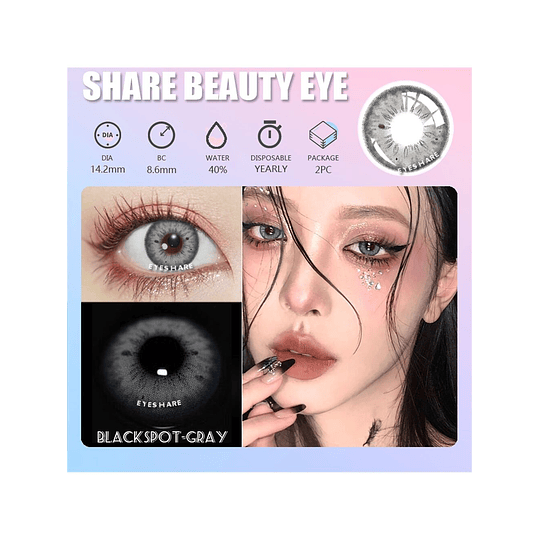 1 Par Suave Colorido Contato Naturalmente Preto Pontos, Grande Diâmetro Descartável Vida Ciclo