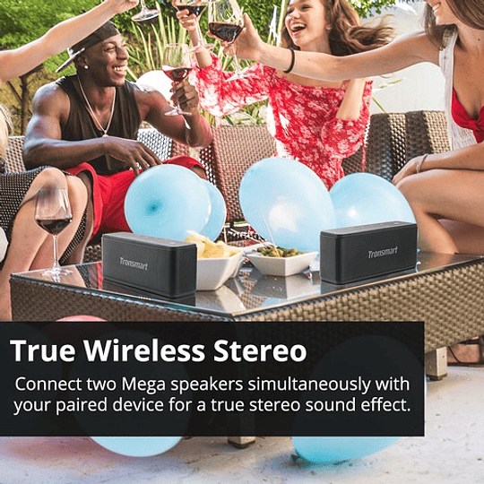 Tronsmart Element Mega SoundPulse Caixa de Som Bluetooth 5.0 com Potente Saída Máxima de 40 W, Som Digital 3D e Controle de Toque Intuitivo TWS - Preto