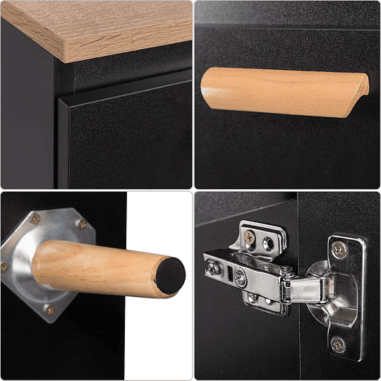 Armário de casa de banho, armário de armazenamento para debaixo de lavatório, com 2 portas bambu 60 x 30 x 62 cm