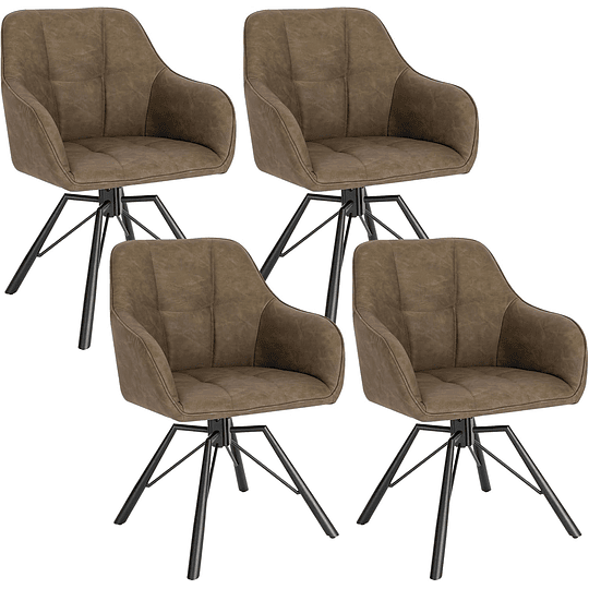 4 x cadeiras de sala de jantar giratórias cadeiras de cozinha estofada em veludo macio cadeiras ergonómicas com encosto e braços para sala de estar e quarto, pernas de metal, creme...