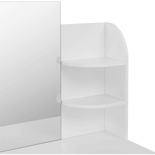 Toucador com banco e espelho, mesa de maquilhagem com 4 prateleiras 108 x 40 x 142 cm