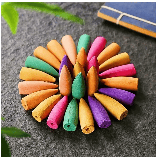 30/60pc misturado incenso natural rosa jasmim lavanda fumaça cone refluxo torre incenso refluxo bala