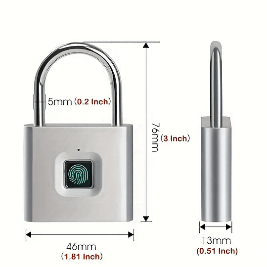 1pc mini cadeado de impressão digital inteligente, fechadura de porta de segurança, fechadura recarregável usb sem chave para bagagem de mala
