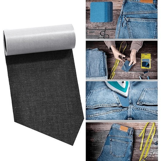 3 Rolos adesivos para passar a ferro, 8 x 50 cm, remendos de reparação para roupas, remendos de passar a ferro autocolantes, para crianças e adultos, (azul escuro, azul claro, preto)