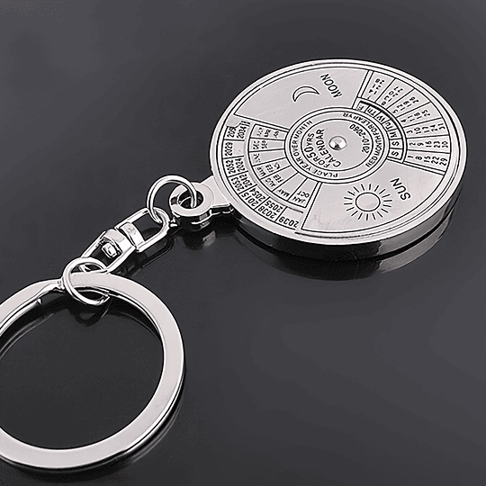 1pc 50 anos calendário perpétuo chaveiro para homem, liga prateada pingente chaveiro, ornamento chaveiro do carro, saco bolsa charme acessórios