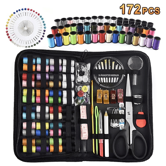 172pcs Kit de Costura, Suprimentos de Costura de Qualidade Mini Para DIY, Iniciantes, Adultos, Emergência, Acampamentos de Verão, Viagens e Casa Com Bolsa de Armazenamento. (8,4in...