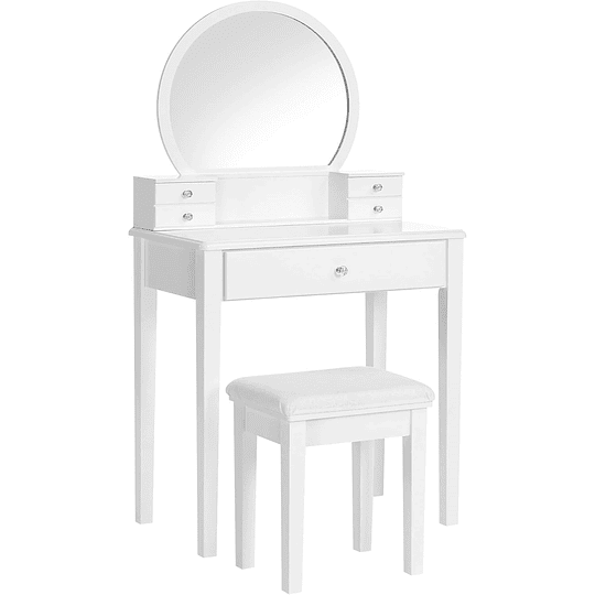 Toucador mesa de maquilhagem beleza 3 gavetas espelho oval banco acolchoado 70 x 40 x 130 cm