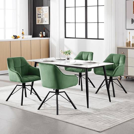 2 cadeiras de sala de jantar giratórias cadeiras de cozinha estofada em veludo macio cadeiras ergonómicas com encosto e braços para sala de estar e quarto, pernas de metal, c...