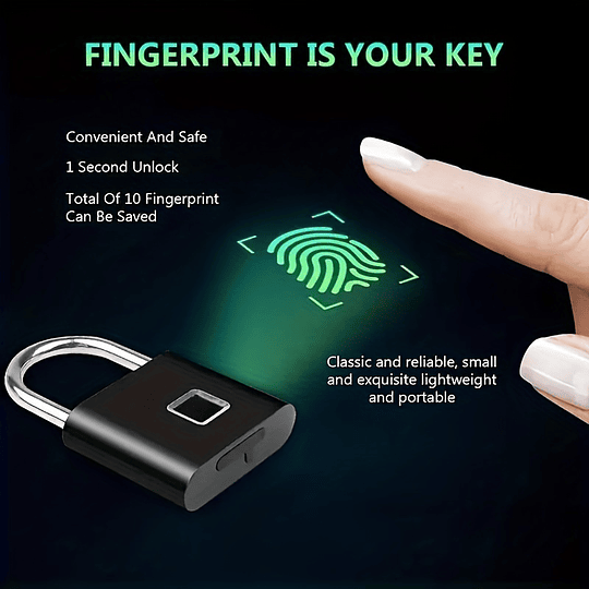 1pc mini cadeado de impressão digital inteligente, fechadura de porta de segurança, fechadura recarregável usb sem chave para bagagem de mala