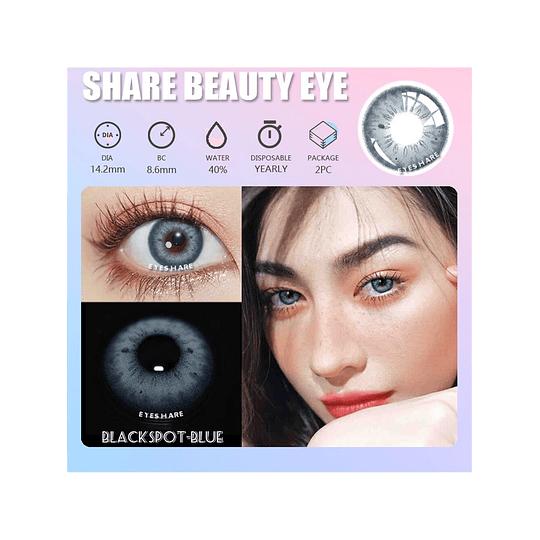 1 Par Suave Colorido Contato Naturalmente Preto Pontos, Grande Diâmetro Descartável Vida Ciclo
