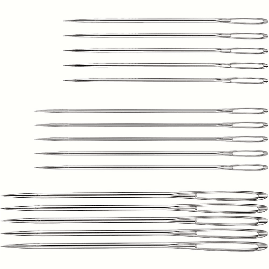 15 unidades, agulha de costura manual, agulha de buraco grande, agulha de homem velho, agulha de olho grande para uso doméstico, fina, longa, tradicional para costurar roupas à mão...