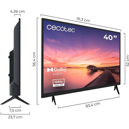 Televisor TV 0 Series 0032. Ecrã de 32 polegadas, HD, resolução ideal de imagens e vídeos, sistema Dolby, memória flash, conectividade HDMI/USB, controlo remoto, classe E