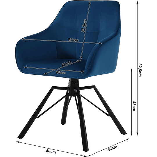 2 cadeiras de sala de jantar giratórias cadeiras de cozinha estofada em veludo macio cadeiras ergonómicas com encosto e braços para sala de estar e quarto, pernas de metal, c...