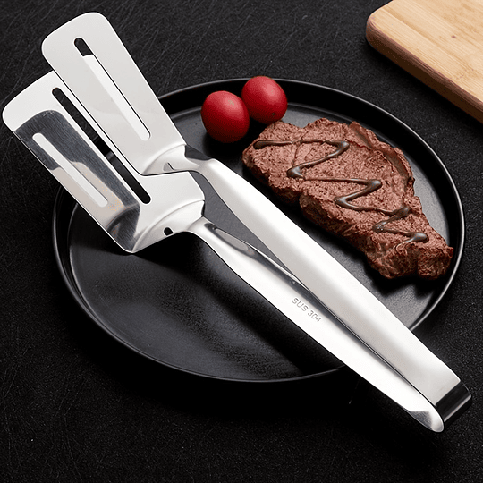 1pc Clipe de Pizza de Carne de Churrasco de Hambúrguer de Bife Flip de Alimentos de Aço Inoxidável Multifuncional 3 em 1, Clipe de Cozinha, Raspador Duplo Lado, Clipe de Alimentos...