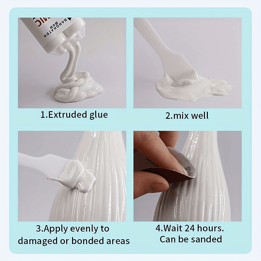 Agente de reparação de cerâmica Bangkate - tubo de 50 ml, cola líquida branca para fixação de fissuras, furos e riscos em porcelana, resistente a manchas, resistente à água e à prova de fugas, ideal p