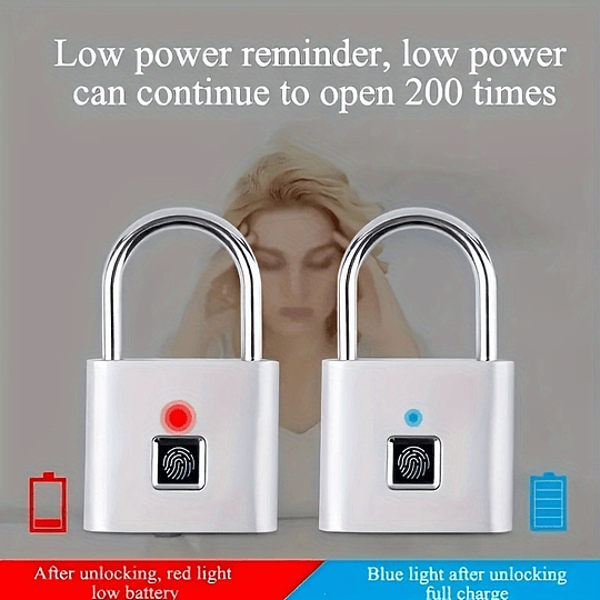 1pc mini cadeado de impressão digital inteligente, fechadura de porta de segurança, fechadura recarregável usb sem chave para bagagem de mala