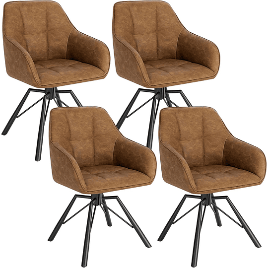 4 x cadeiras de sala de jantar giratórias cadeiras de cozinha estofada em veludo macio cadeiras ergonómicas com encosto e braços para sala de estar e quarto, pernas de metal, creme...