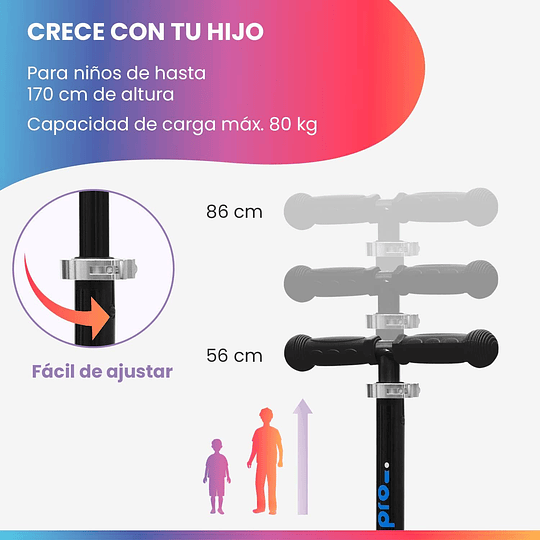 Two Scooter - o skate seguro premium para crianças, com LED nas rodas, dobrável, a partir de 5 anos, até 80 kg de carga, certificado TÜV, preto
