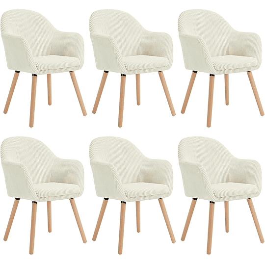6X cadeiras de sala de jantar nórdicas estilo vintage conjunto de 6, cadeiras de cozinha cadeiras estofada com apoio de braços em veludo, estrutura de madeira cadeiras de secretária