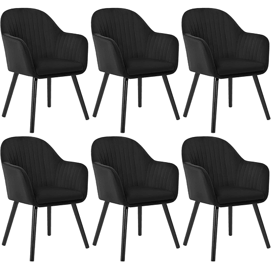 6X cadeiras de sala de jantar nórdicas estilo vintage conjunto de 6, cadeiras de cozinha cadeiras estofada com apoio de braços em veludo, estrutura de madeira cadeiras de secretária