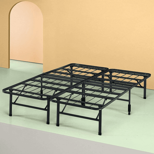 35 cm, base para colchão sem montagem Base inteligente, estrutura de cama metálica, montagem simples, armazenamento debaixo da cama, 135 x 190 cm, preto