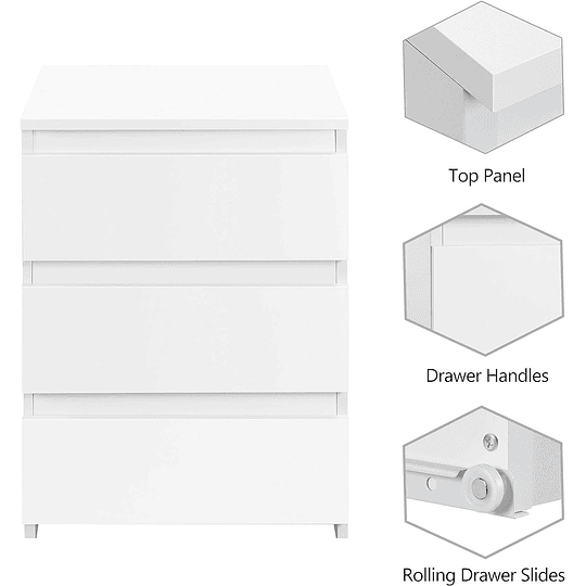 2 peças mesinhas de cabeceira com 3 gavetas 45x35x60,5cm mesinhas de cabeceira modernas para quarto mesa lateral de madeira para sala de estar branca