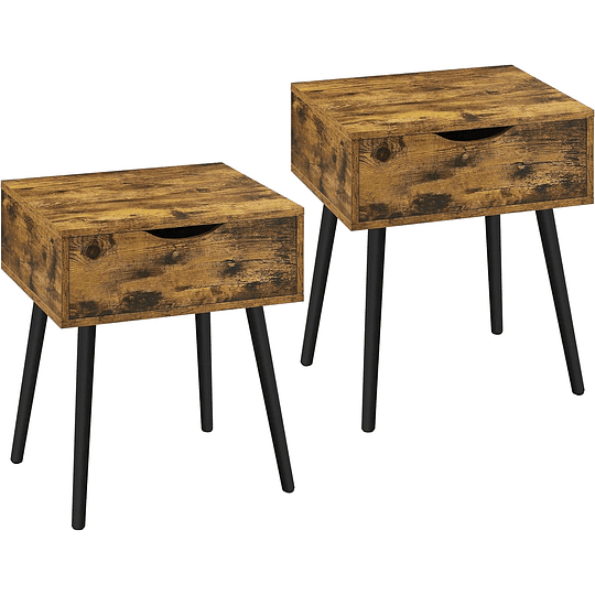 2 peças Nordica Mesas de cabeceira para quarto Mesinhas de cabeceira brancas com mesa lateral de perna de madeira maciça com gaveta 48,5x41x57,5cm para quarto sala de est...