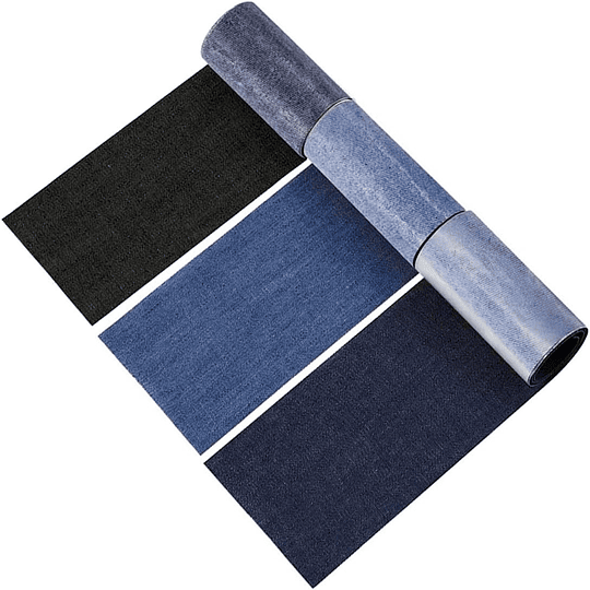 3 Rolos adesivos para passar a ferro, 8 x 50 cm, remendos de reparação para roupas, remendos de passar a ferro autocolantes, para crianças e adultos, (azul escuro, azul claro, preto)