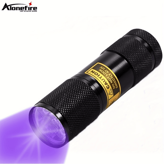 9 LED de luz ultravioleta 395-400nm Lanterna LED UV, mini tocha para curar a identificação de minério de dinheiro Detector de alimentos mofados, manchas de animais de estimação domésticos Ver