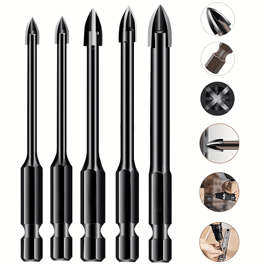 5pcs ferramenta de perfuração universal de alta eficiência, broca triangular de alargamento cruzado de haste hexagonal, ferramenta elétric