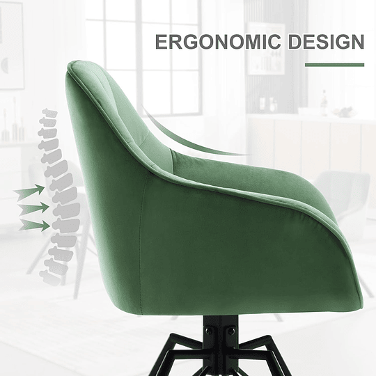 2 cadeiras de sala de jantar giratórias cadeiras de cozinha estofada em veludo macio cadeiras ergonómicas com encosto e braços para sala de estar e quarto, pernas de metal, c...