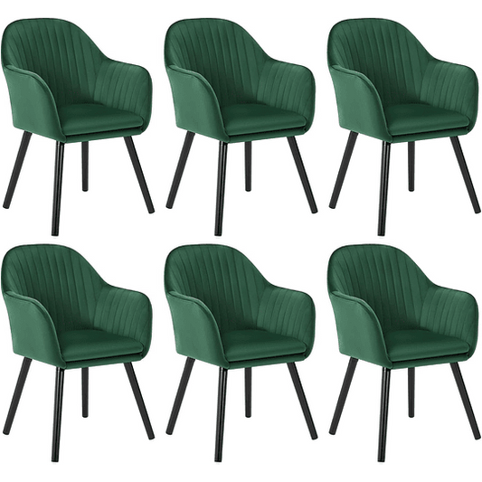 6X cadeiras de sala de jantar nórdicas estilo vintage conjunto de 6, cadeiras de cozinha cadeiras estofada com apoio de braços em veludo, estrutura de madeira cadeiras de secretária