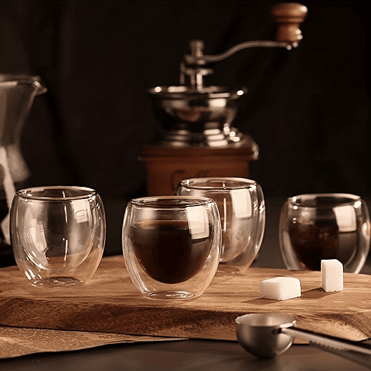 6 peças de canecas de café expresso de vidro de 2,7 onças, copos isolados de parede dupla, conjunto de copos para chá, café, café com leite, café, leite, transparente para restaurante Eid Al-Adha Muba
