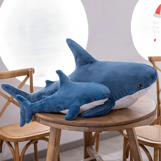 Tubarão gigante brinquedo de pelúcia para crianças, animal macio, travesseiro azul, boneca fofa, presentes de aniversário, presente para crianças, 2 tamanhos