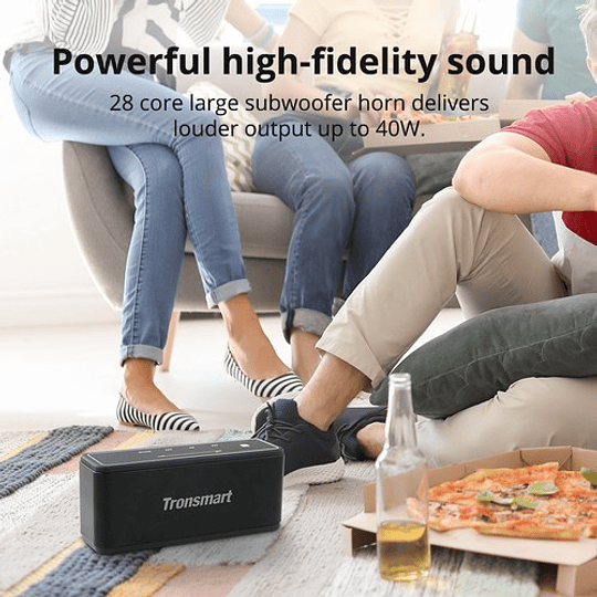 Tronsmart Element Mega SoundPulse Caixa de Som Bluetooth 5.0 com Potente Saída Máxima de 40 W, Som Digital 3D e Controle de Toque Intuitivo TWS - Preto