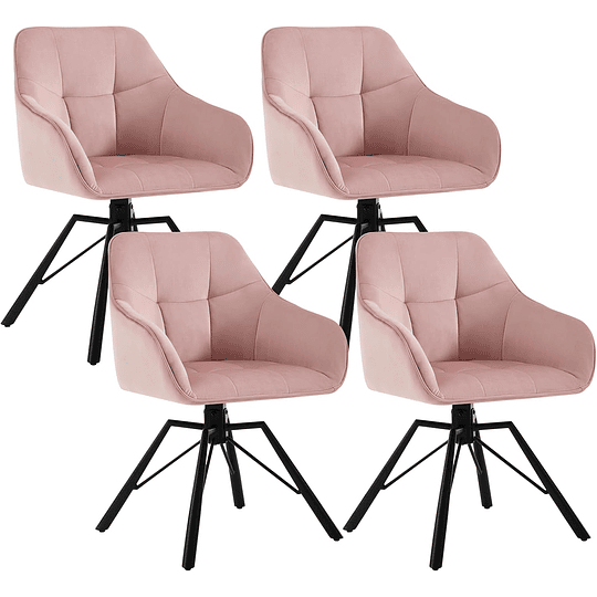 4 x cadeiras de sala de jantar giratórias cadeiras de cozinha estofada em veludo macio cadeiras ergonómicas com encosto e braços para sala de estar e quarto, pernas de metal, creme...